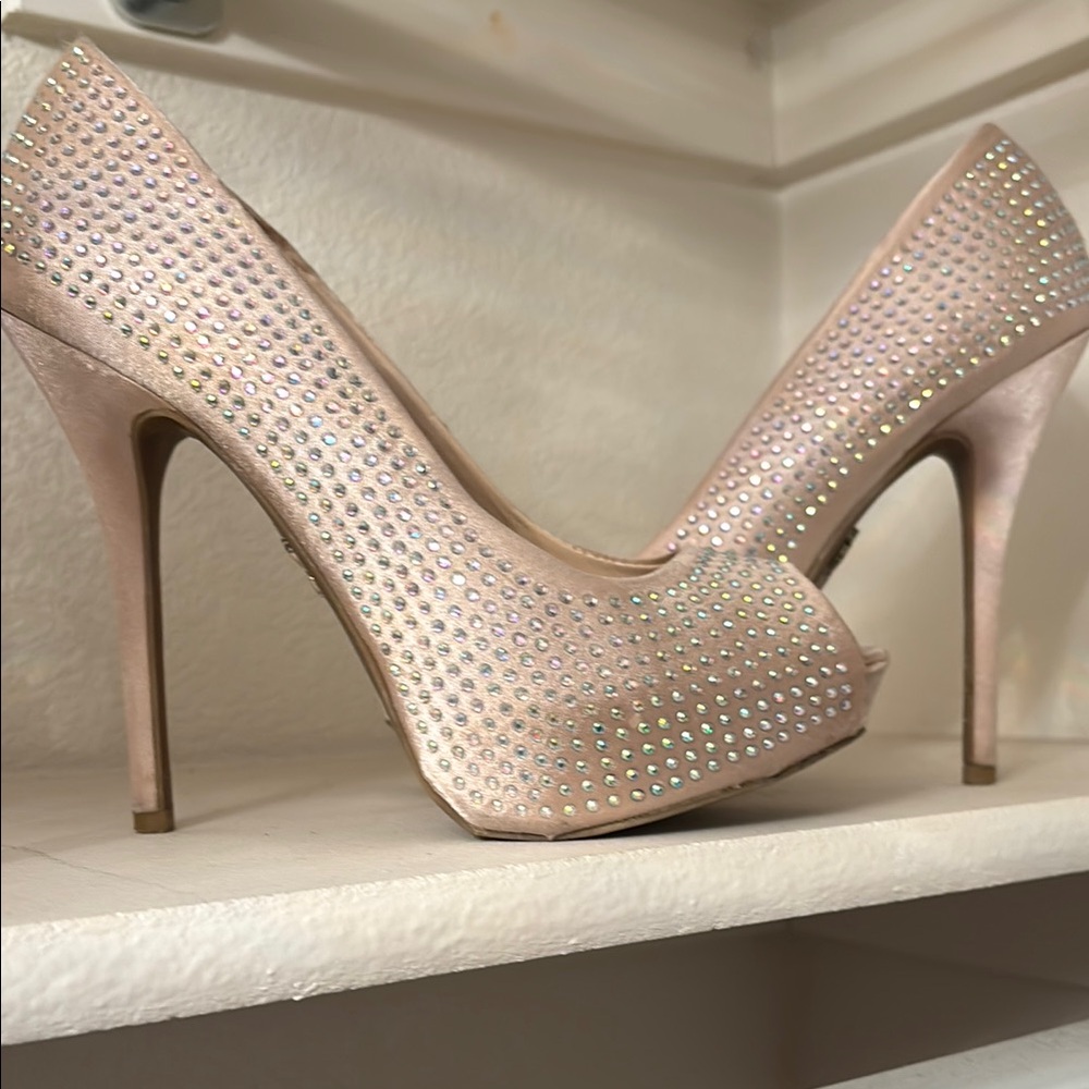 Jennifer Lopez Pink Rhinestone Embellished Heels